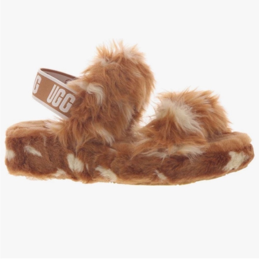 NIB UGG Women's Oh Yeah Spots Slipper 1118165 Natural Real Lamb Fur | Size 6 - Picture 3 of 9